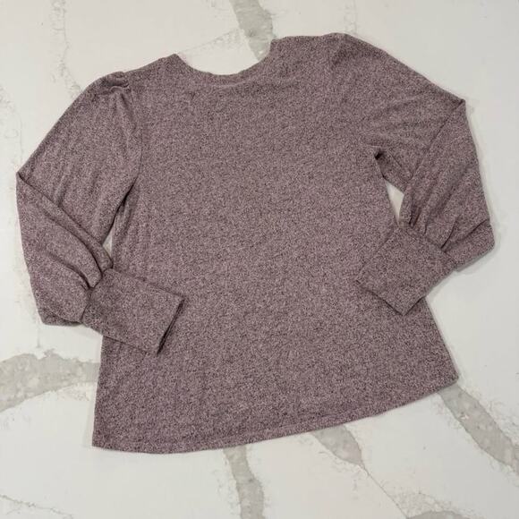 Kiki Long Puff Sleeve Pullover Crewneck Sweater Women's Medium Heathered Purple - Picture 6 of 6